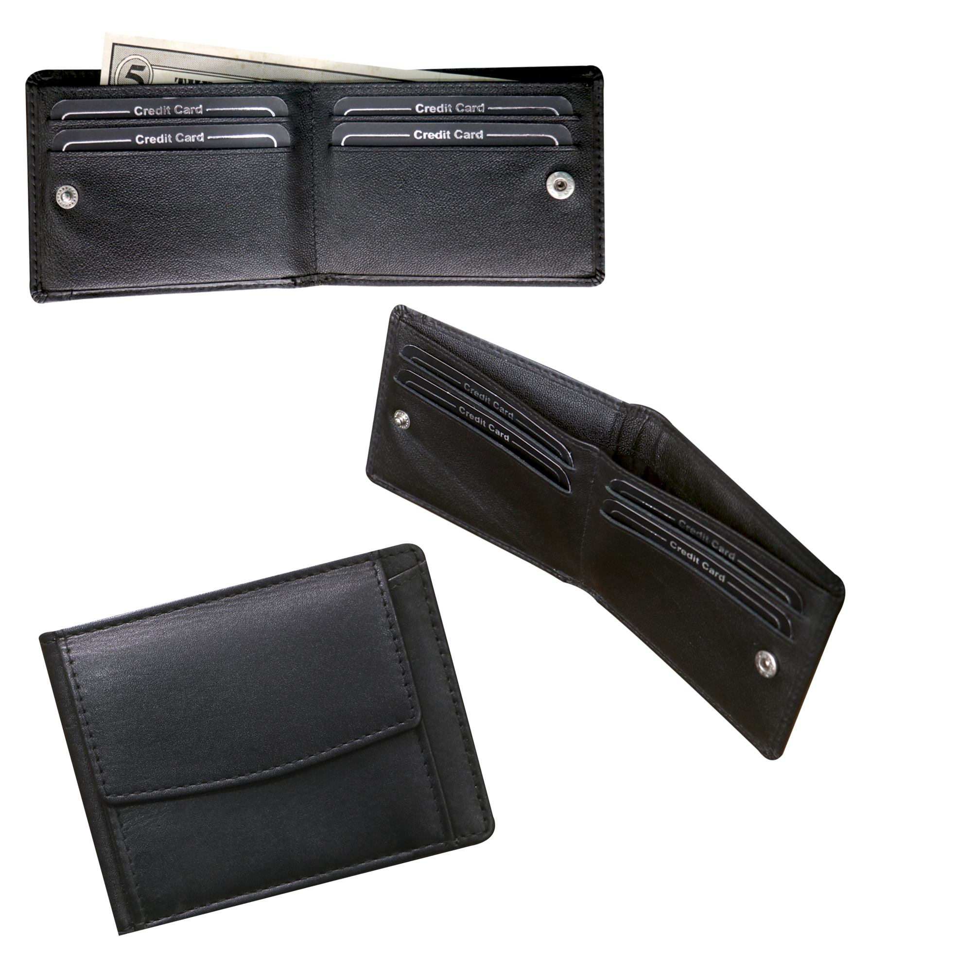 Black Smooth Finish Bifold Wallet